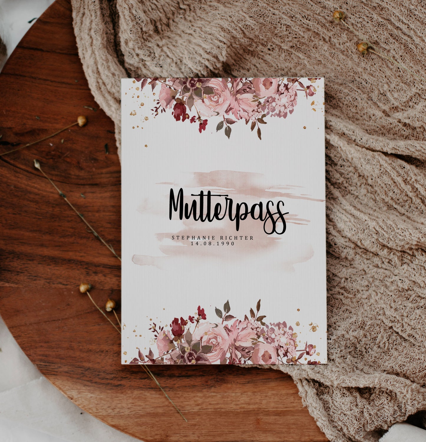 Mutterpasshülle personalisiert mit Name, Schwangerschaft Geschenk, Hülle Mutterpass