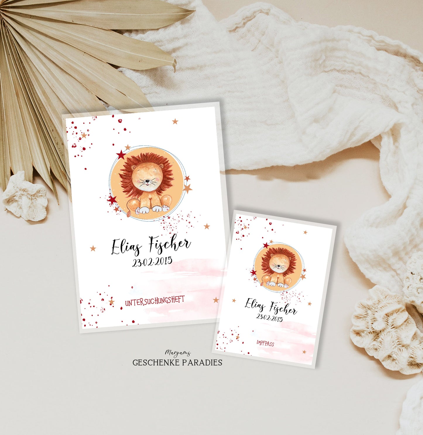 U-Heft und Impfpass Hülle personalisiert für Mädchen, Schutzhülle mit Namen, Geschenk zur Geburt, Baby Party, Regenbogen