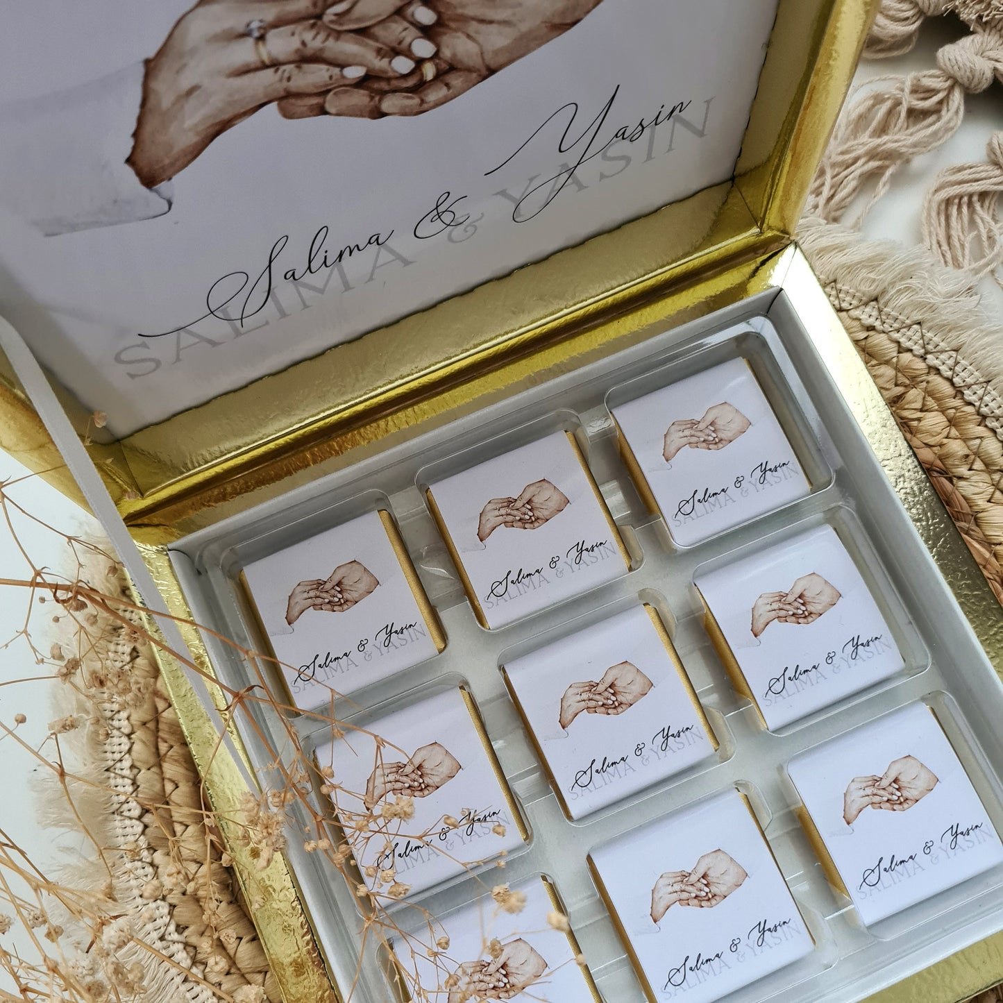 Schokoladenschachtel als Gastgeschenke zur Hochzeit - Schokolade - personalisierte Schokoladenbox