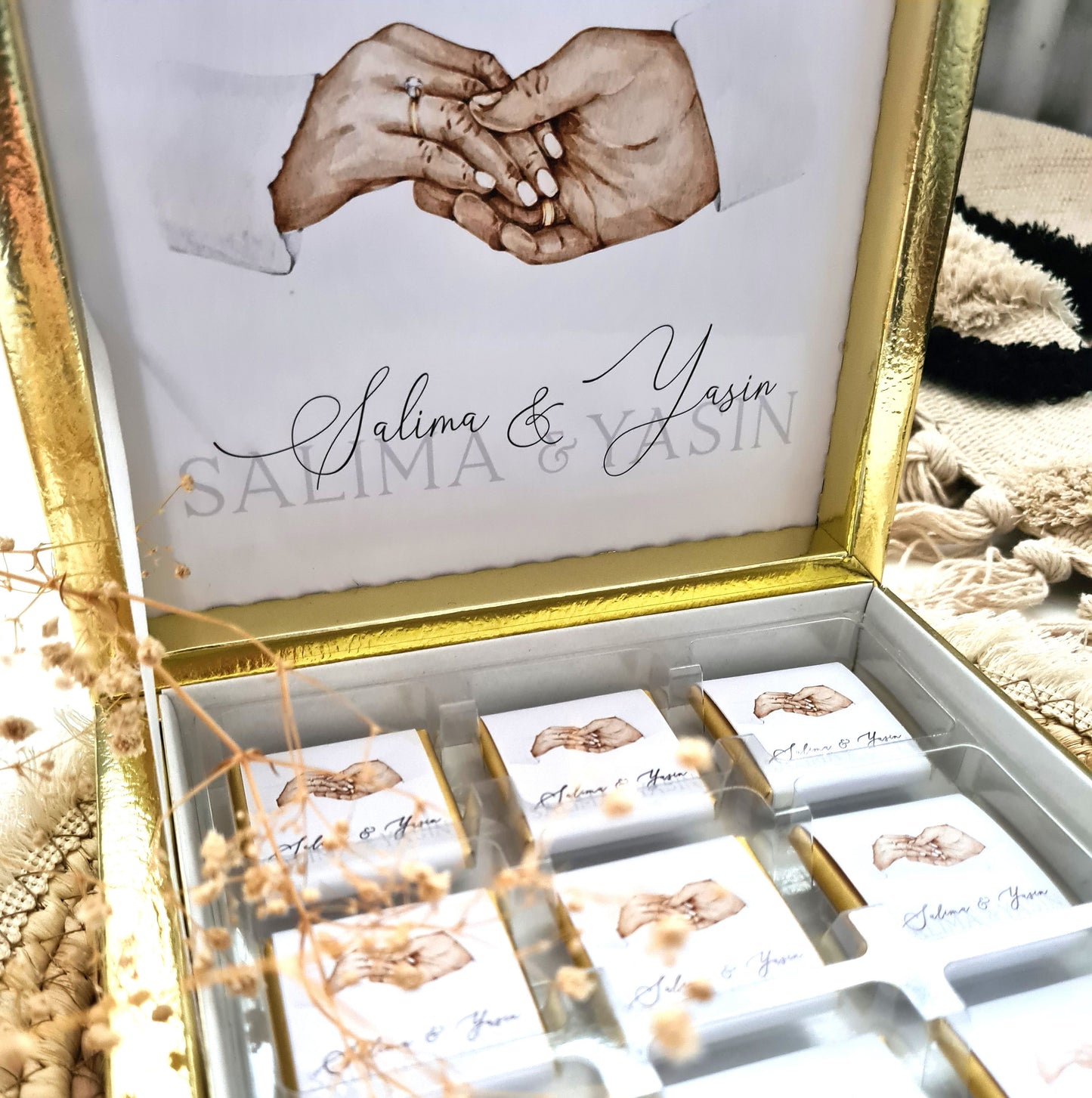 Schokoladenschachtel als Gastgeschenke zur Hochzeit - Schokolade - personalisierte Schokoladenbox