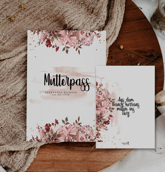 Mutterpasshülle personalisiert mit Name, Schwangerschaft Geschenk, Hülle Mutterpass
