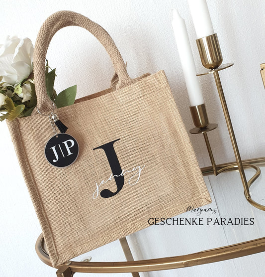 Jutetasche personalisiert, mini Jute Tasche. kleine Einkaufstasche, Tasche, Freundin Geschenk, personalisierte Geschenkidee