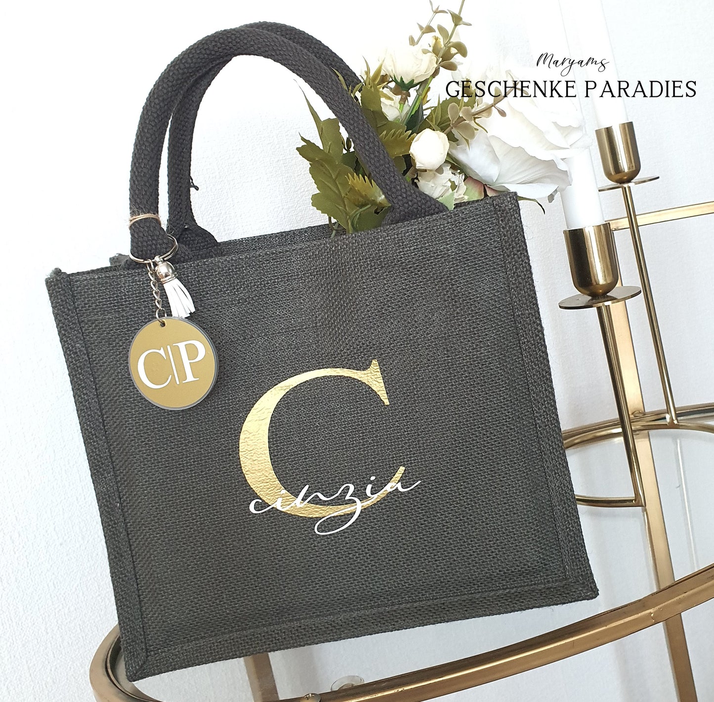 Jutetasche personalisiert, mini Jute Tasche. kleine Einkaufstasche, Tasche, Freundin Geschenk, personalisierte Geschenkidee