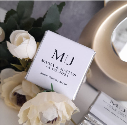 Schokotäfelchen als Gastgeschenke zur Hochzeit - Schokolade - personalisierte Schokolade