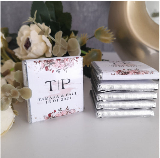 Schokotäfelchen als Gastgeschenke zur Hochzeit - Schokolade - personalisierte Schokolade
