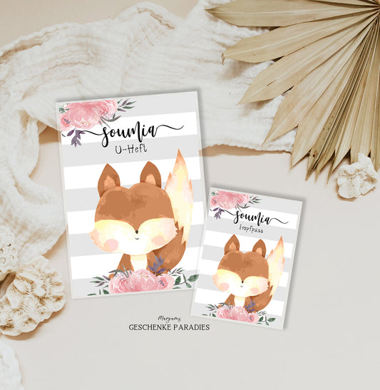 U-Heft und Impfpass Hülle personalisiert für Mädchen, Schutzhülle mit Namen, Geschenk zur Geburt, Baby Party,