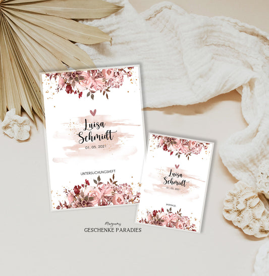 U-Heft und Impfpass Hülle personalisiert für Mädchen, Schutzhülle mit Namen, Geschenk zur Geburt, Baby Party,