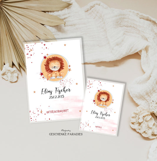 U-Heft und Impfpass Hülle personalisiert für Mädchen, Schutzhülle mit Namen, Geschenk zur Geburt, Baby Party, Regenbogen