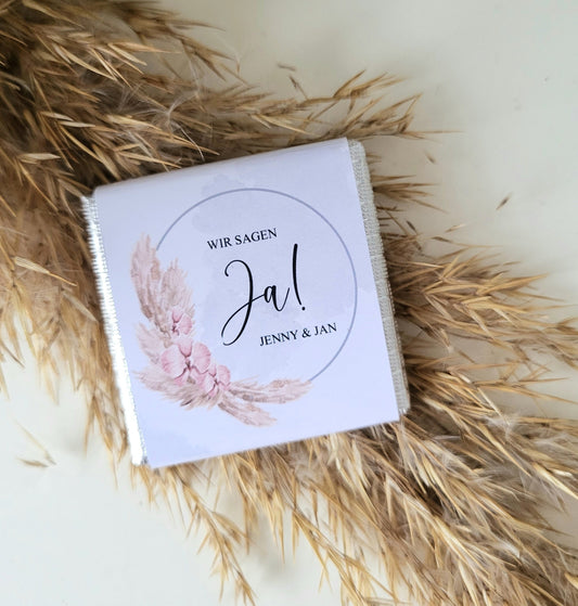 Schokotäfelchen als Gastgeschenke zur Hochzeit - Schokolade - personalisierte Schokolade