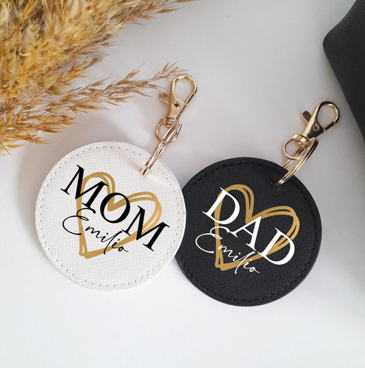 Schlüsselanhänger für Mama und Papa I Schlüsselanhänger mit Namen I Personalisiert I Geschenk für Eltern
