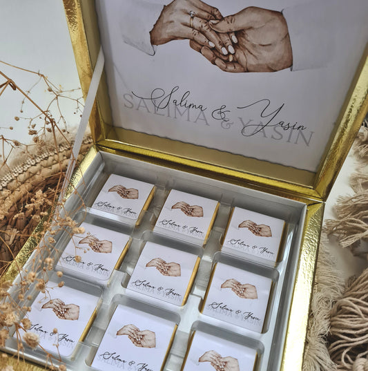 Schokoladenschachtel als Gastgeschenke zur Hochzeit - Schokolade - personalisierte Schokoladenbox